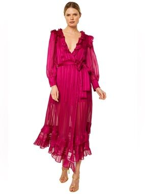 Misa Los Angeles Gabriela Dress in Solid Stripe Fucshia, size XS, NWT